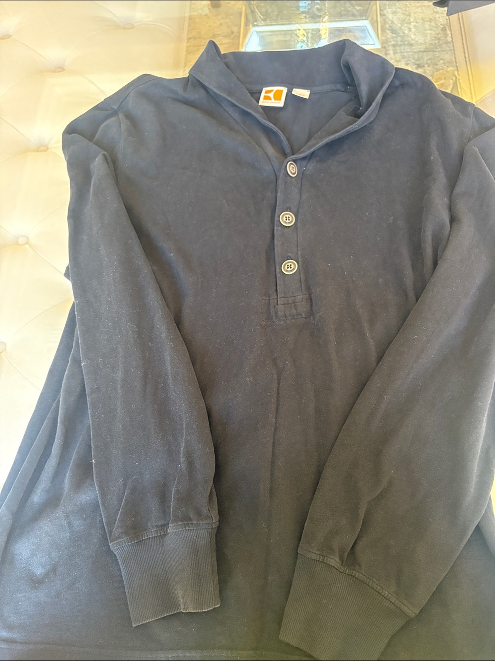 BOSS ORANGE Men’s Long Sleeve Pullover Henley in Navy